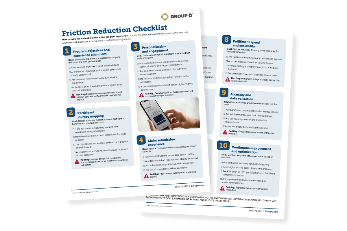 incentive program friction reduction checklist - downloadable PDF